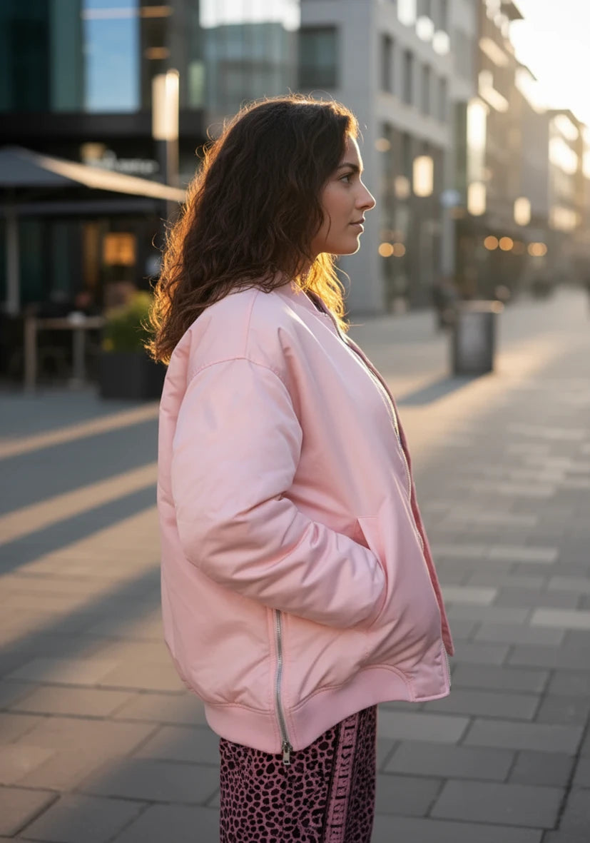 Oversize Bomberjacke wattiert - rose