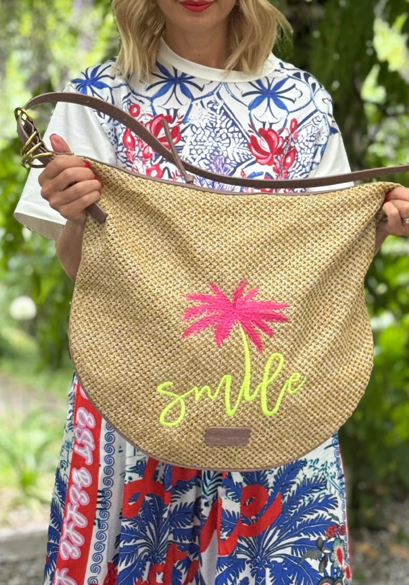 Beachbag Palm Smile - cognac