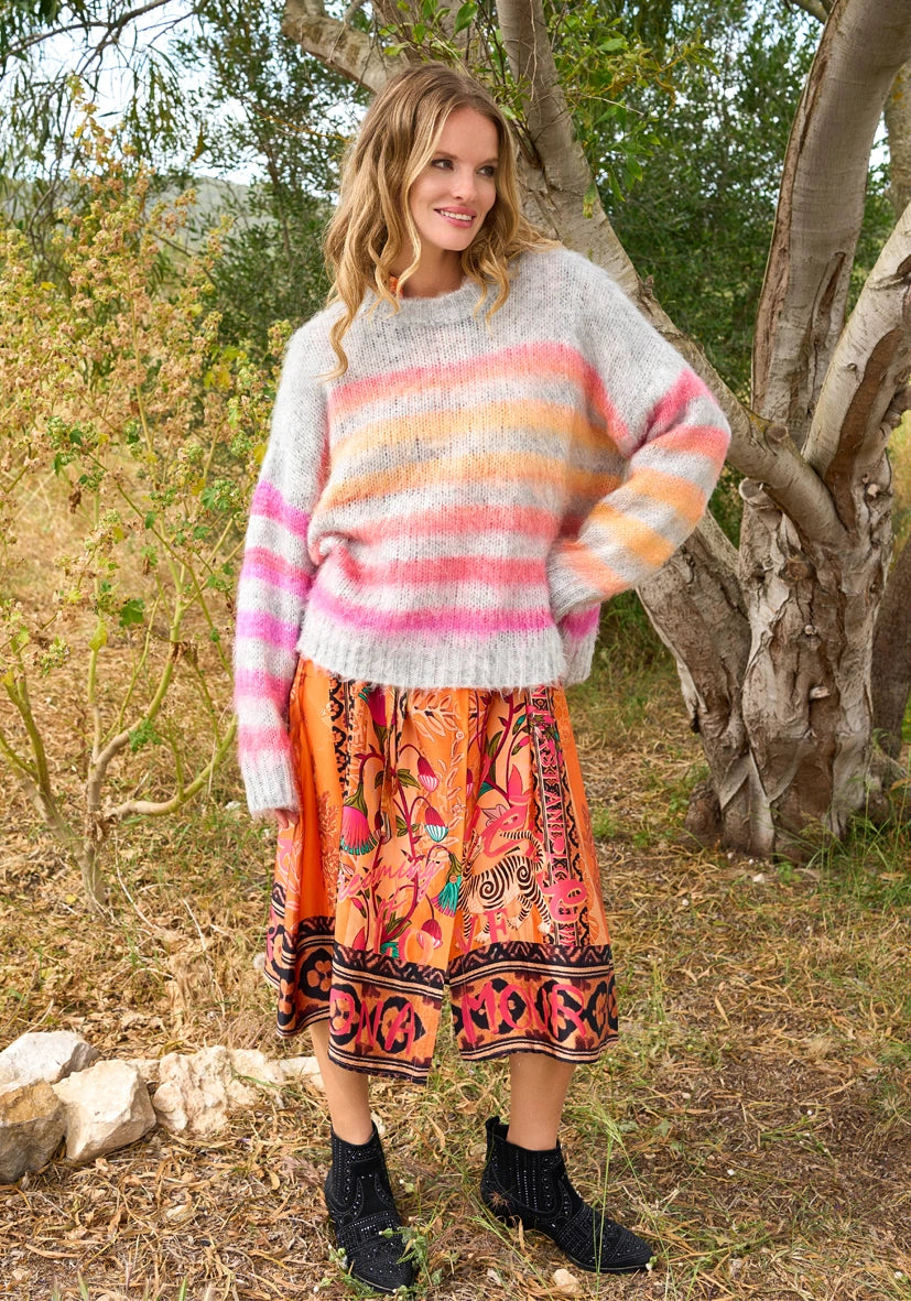 Pullover multicolor Stripes - hellgrau