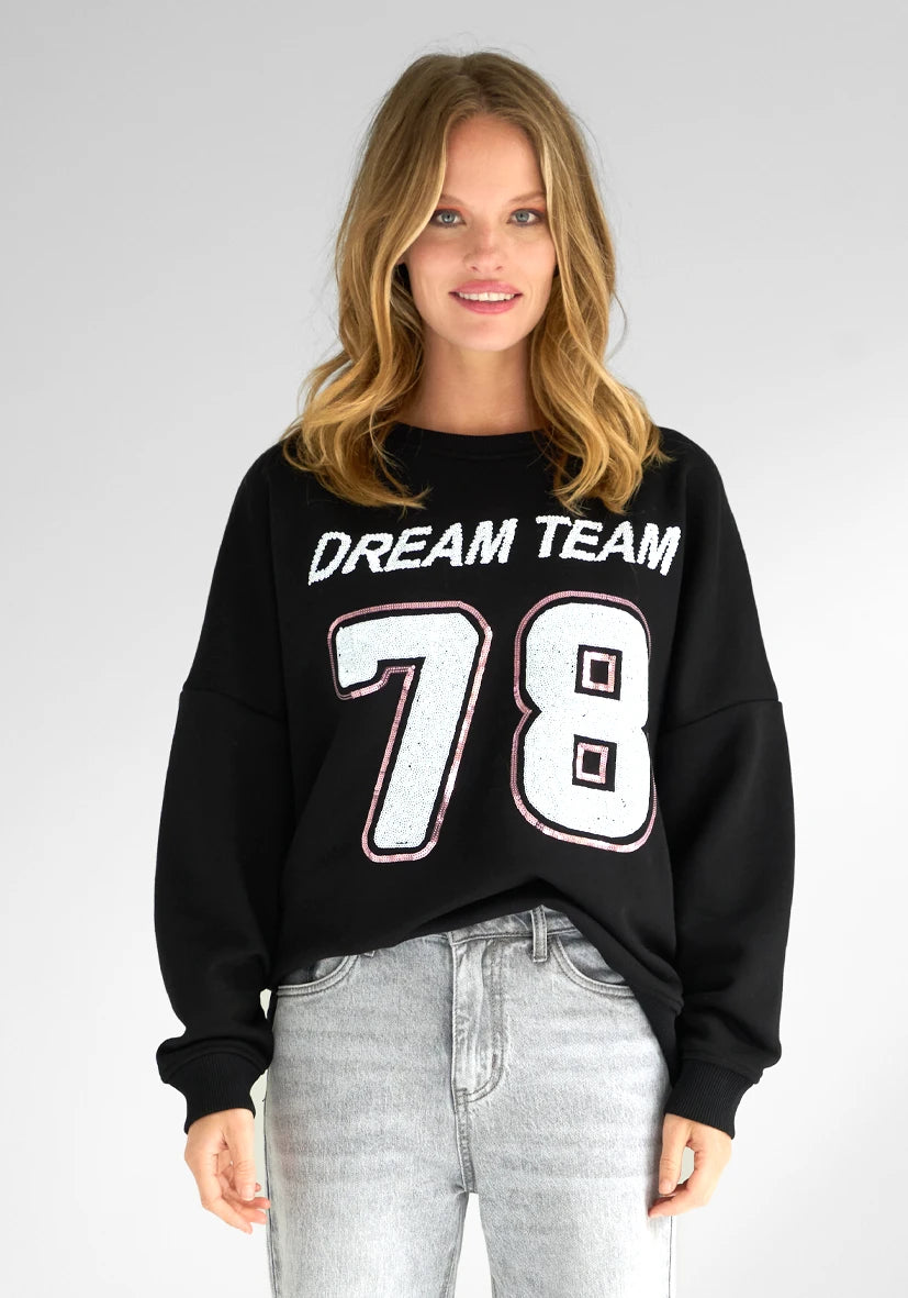 Roundneck Dream Team Paillette - schwarz