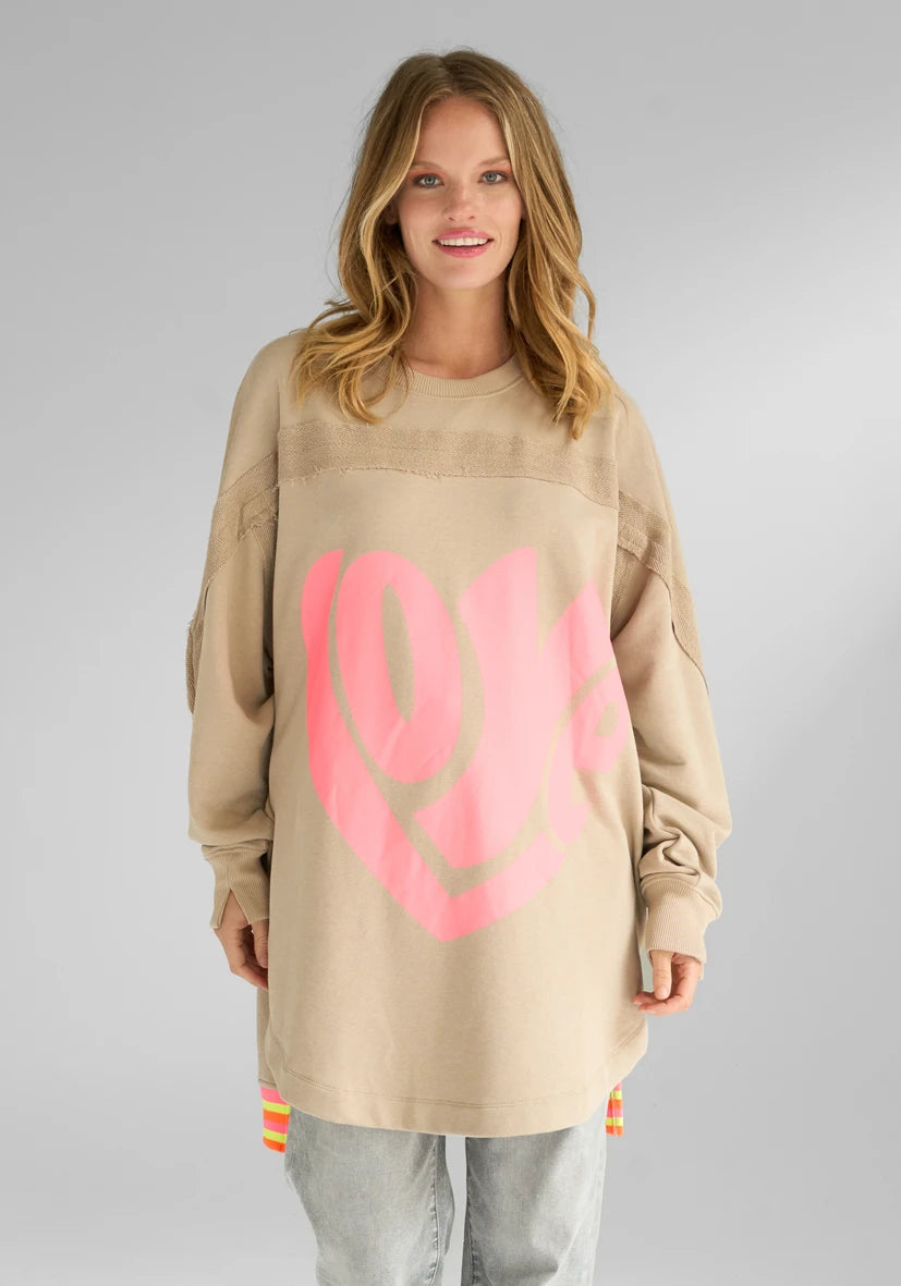 Roundneck long Love - sand