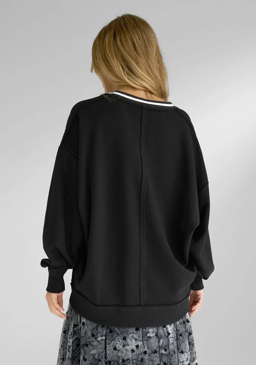 V-Neck wide Wild Thing Paillette - schwarz (BST)