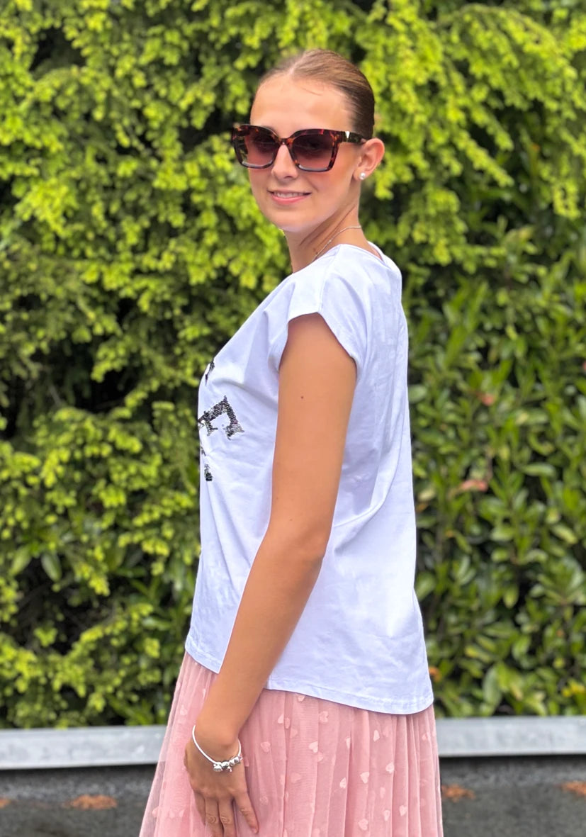 T-Shirt Roundneck Peace Snake - weiß