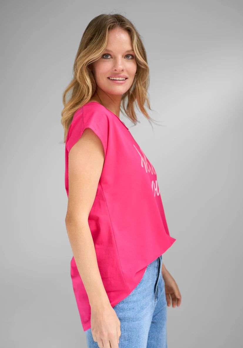 T-Shirt Roundneck T-Shirt Hello you - neonpink