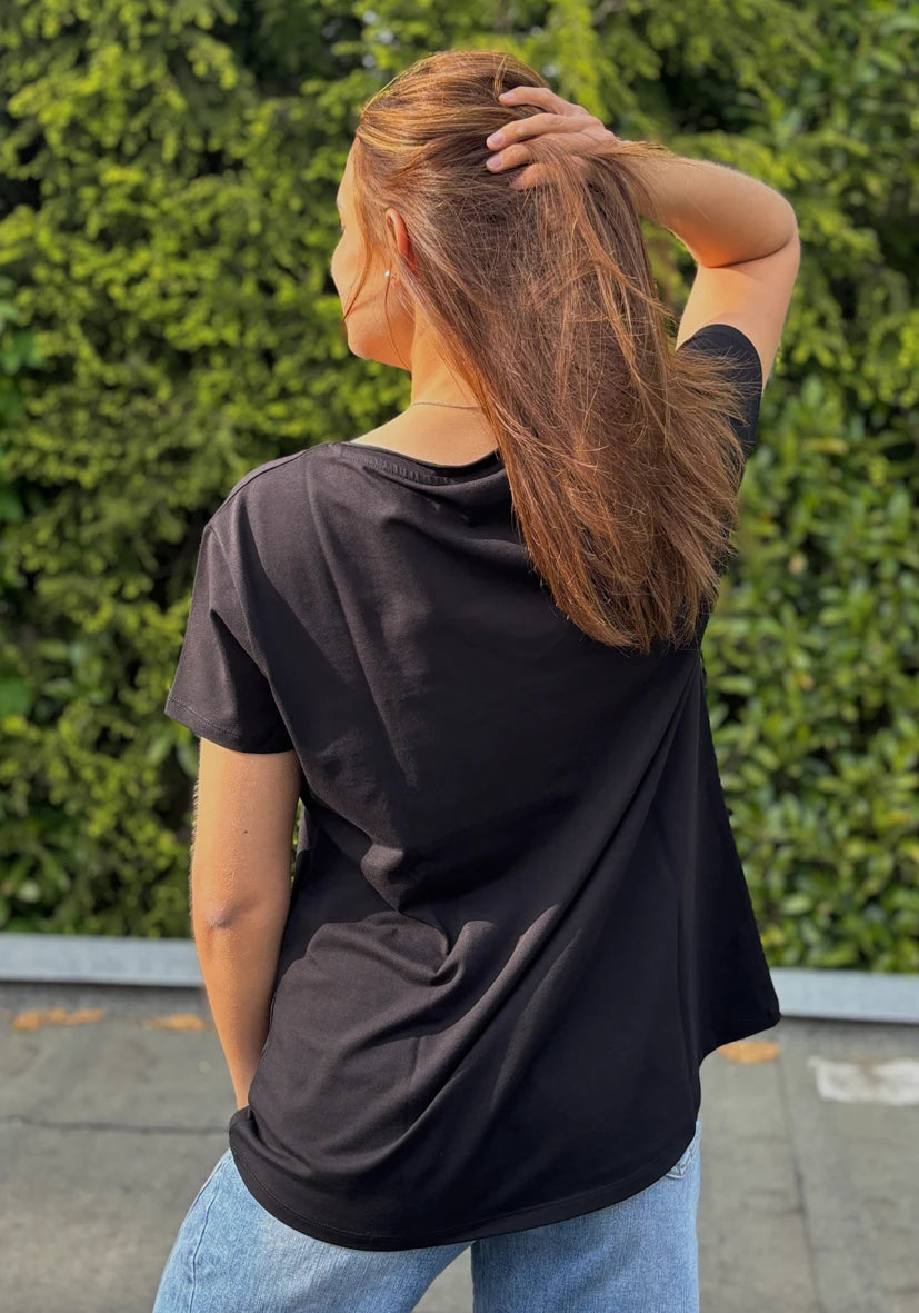V-Neck T-Shirt L(I)EBE Snake - schwarz