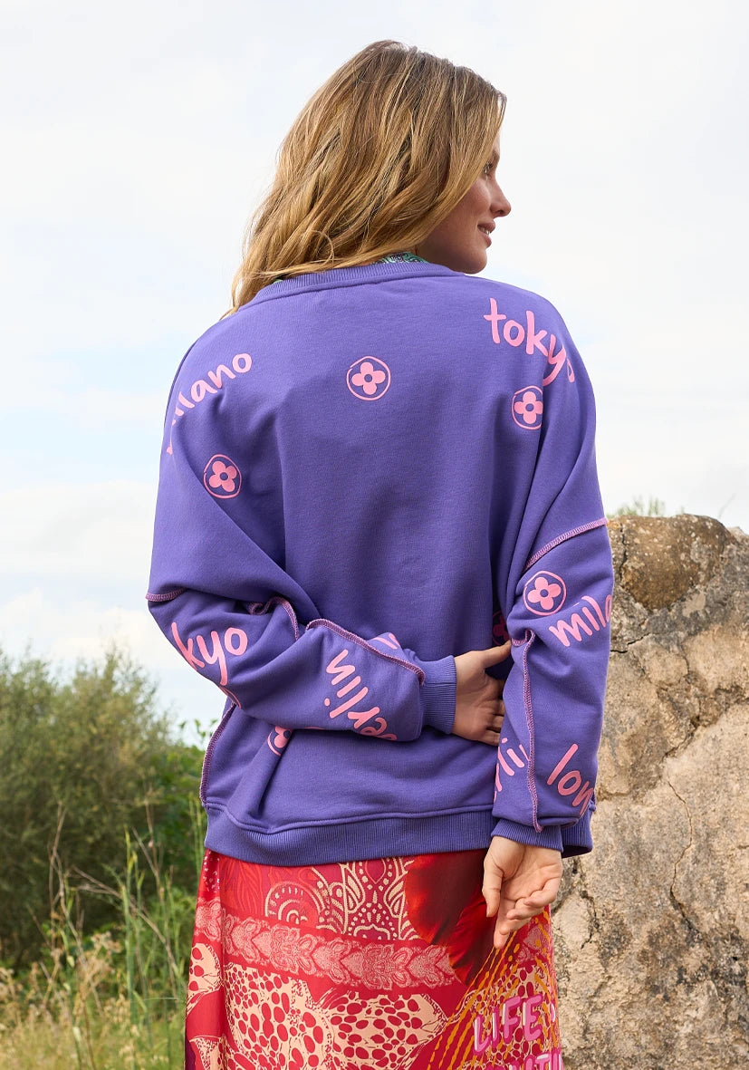 Roundneck Heartface City - violett