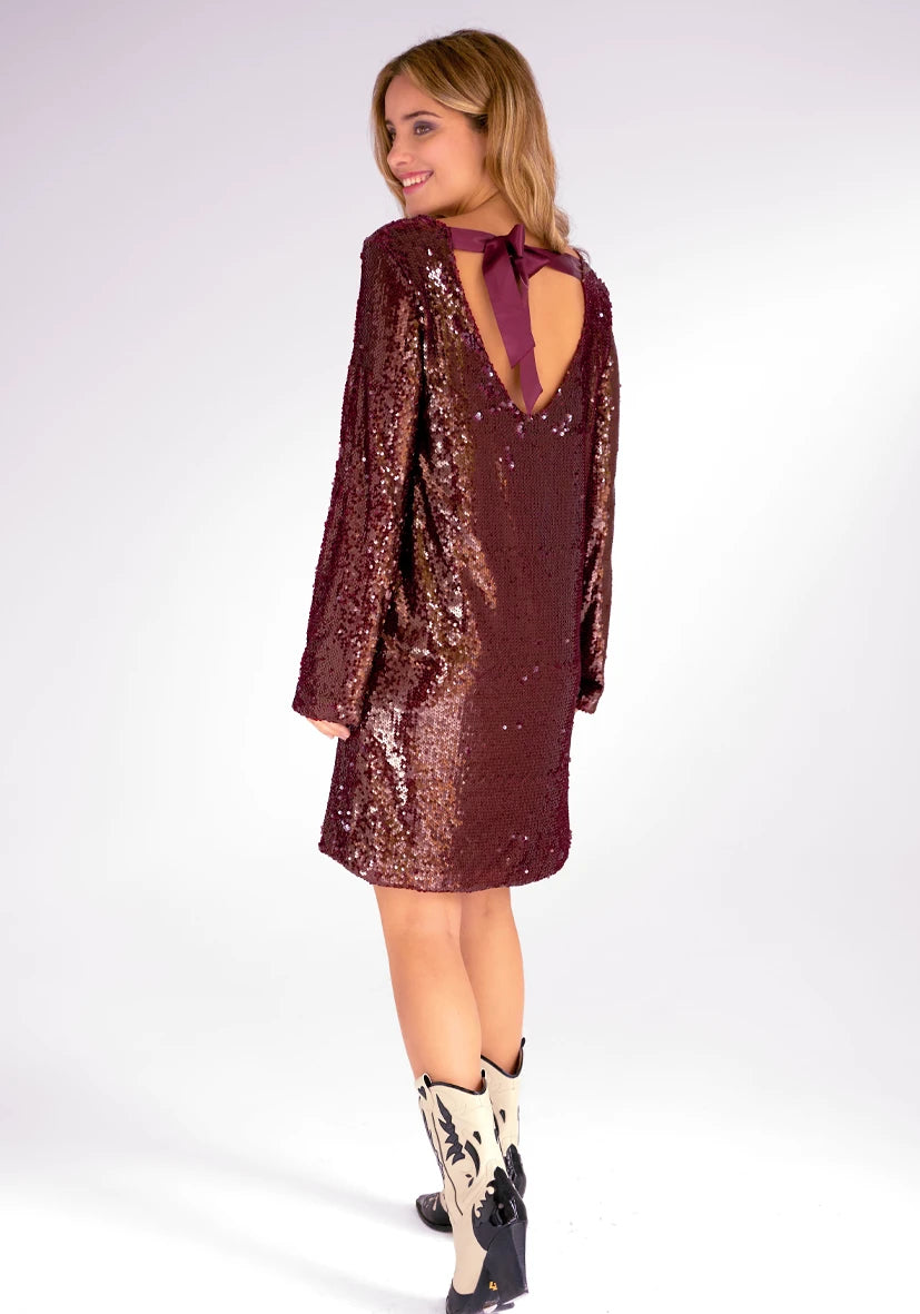 Burgundy Glam Dress Paillette