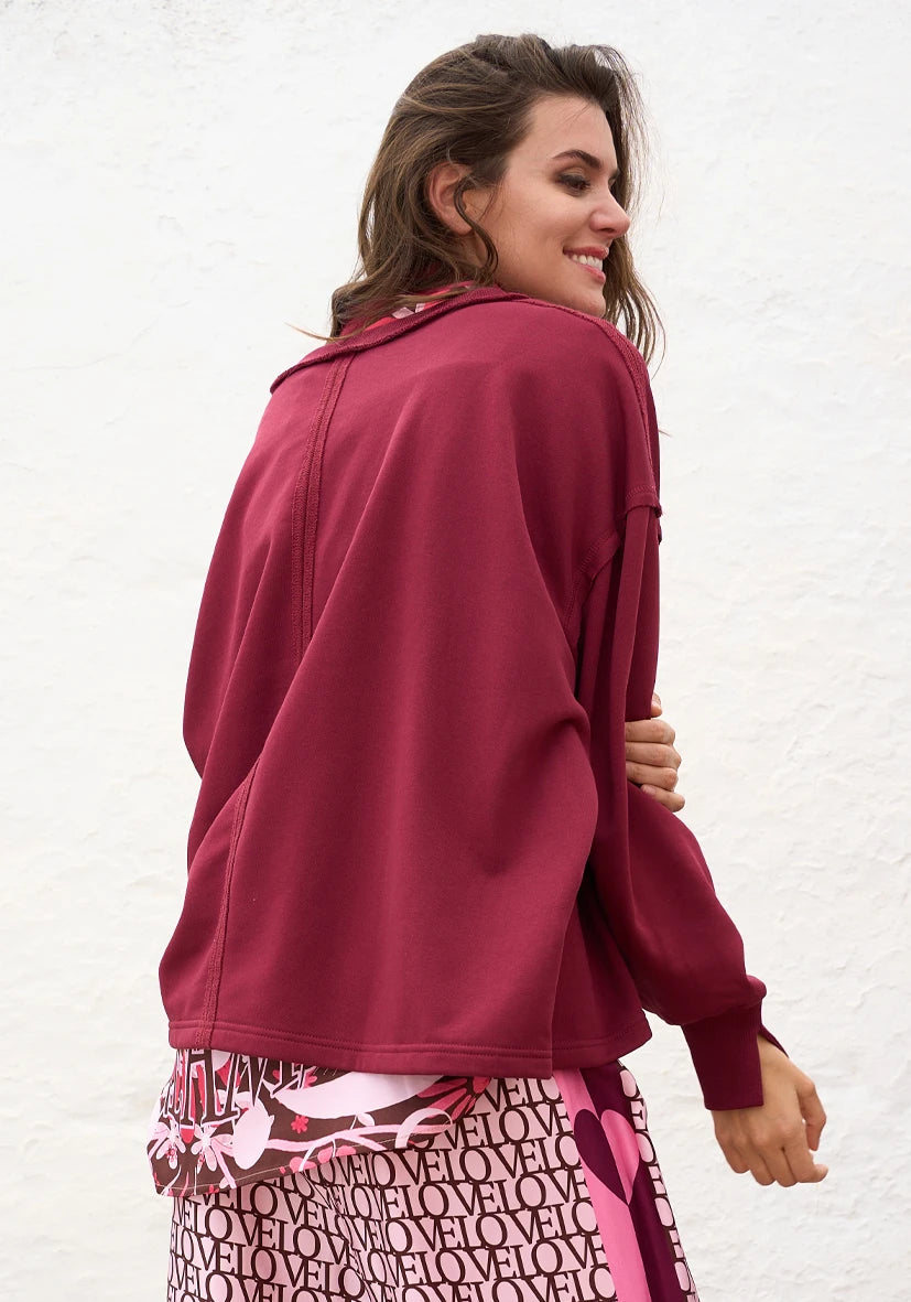V-Neck wide Fame - bordeaux
