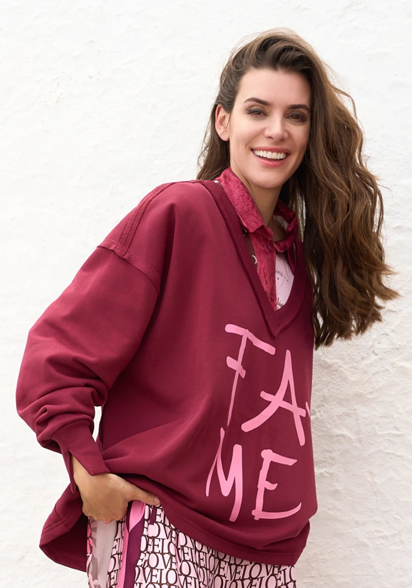 V-Neck wide Fame - bordeaux