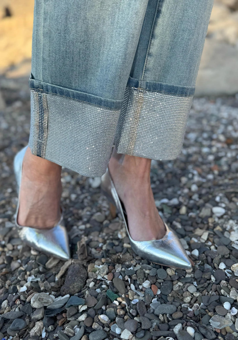 Straight Jeans Strass - lightblue