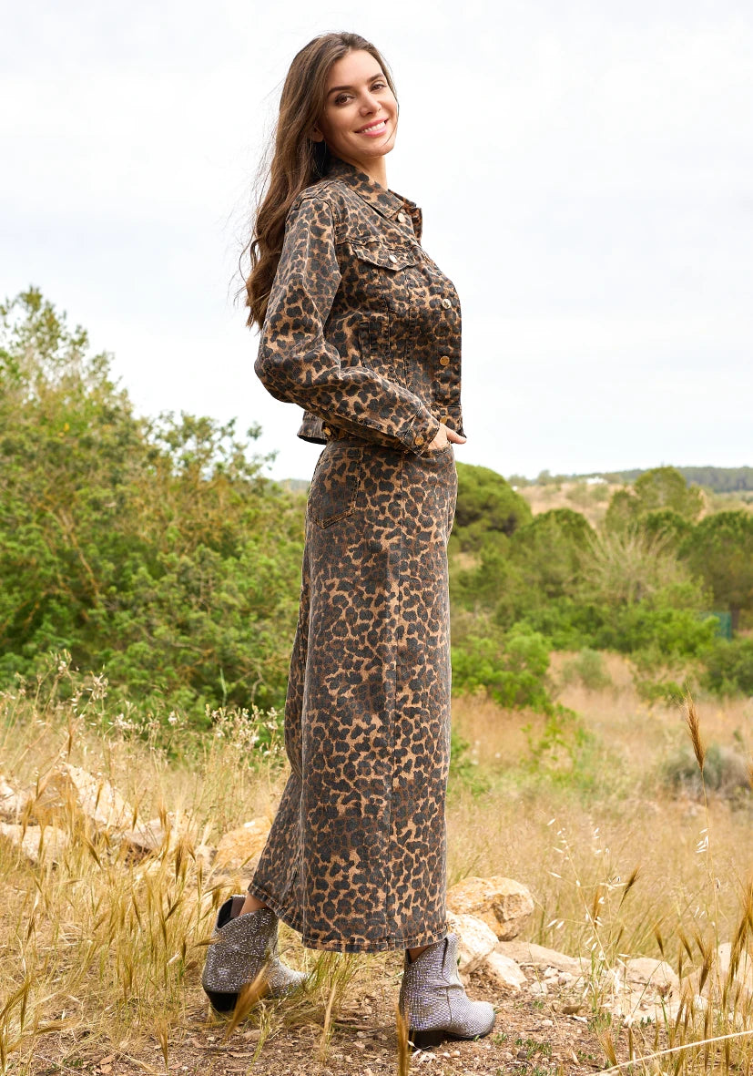 Long Skirt Leo - Maxirock in leichter A-Linie mit Leo-Muster