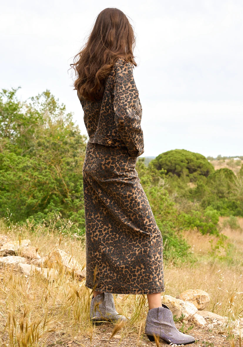 Long Skirt Leo - Maxirock in leichter A-Linie mit Leo-Muster