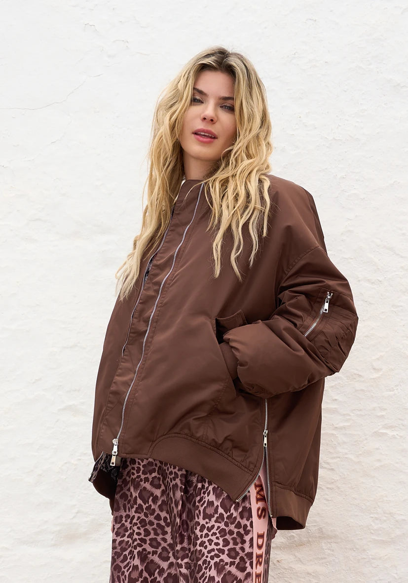 Oversize Bomberjacke stitched Love Tiger - braun