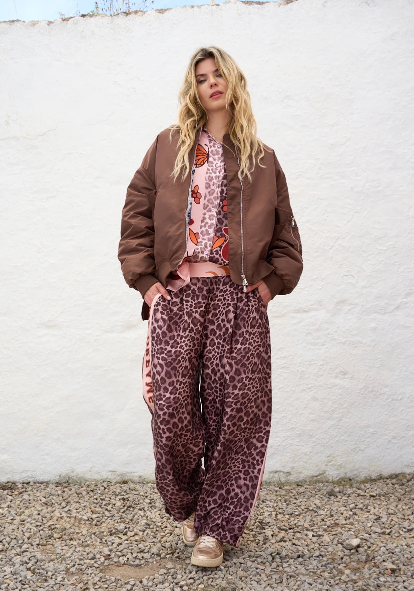 Oversize Bomberjacke stitched Love Tiger - braun