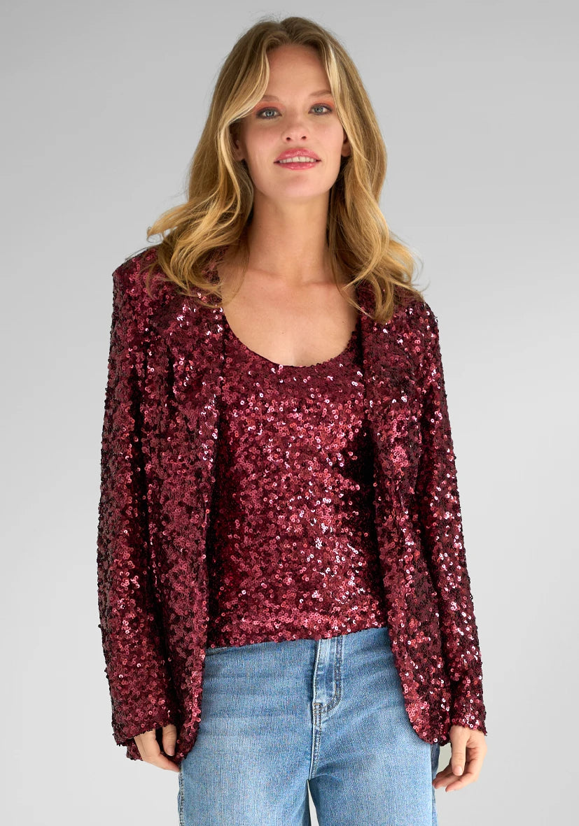 Bordeaux Sequin Blazer - burgundy