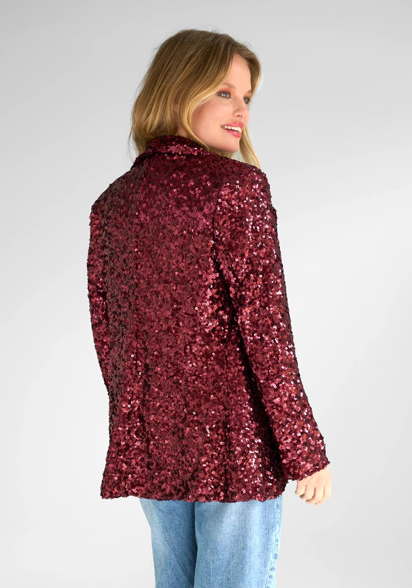 Bordeaux Sequin Blazer - burgundy