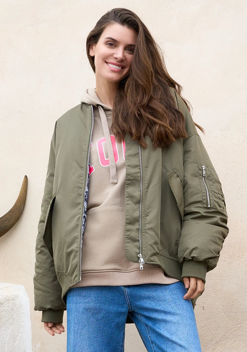 Oversize Bomberjacke wattiert - oliv
