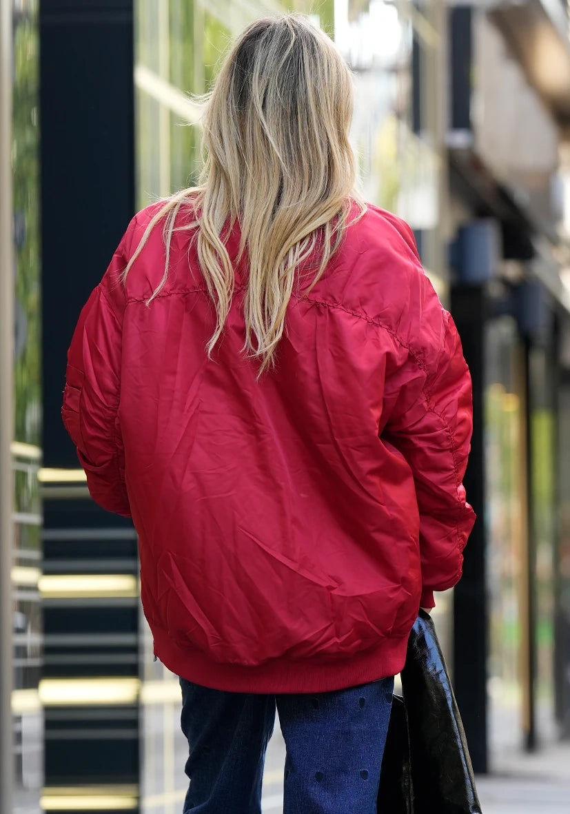 Oversize Bomberjacke wattiert - rot