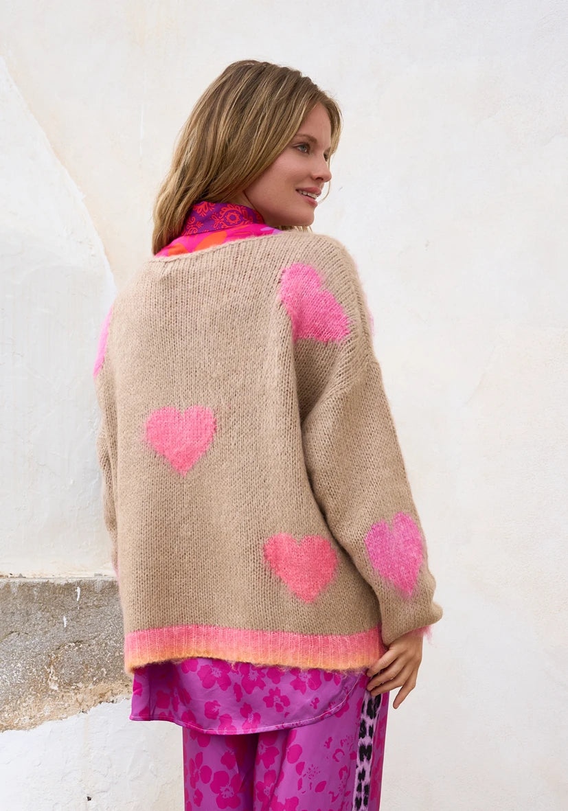 Pullover Hearts allover - sand