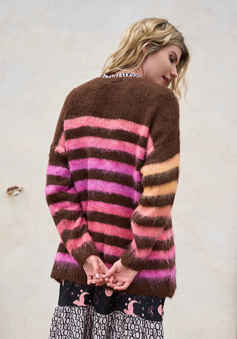 Pullover multicolor Stripes - braun