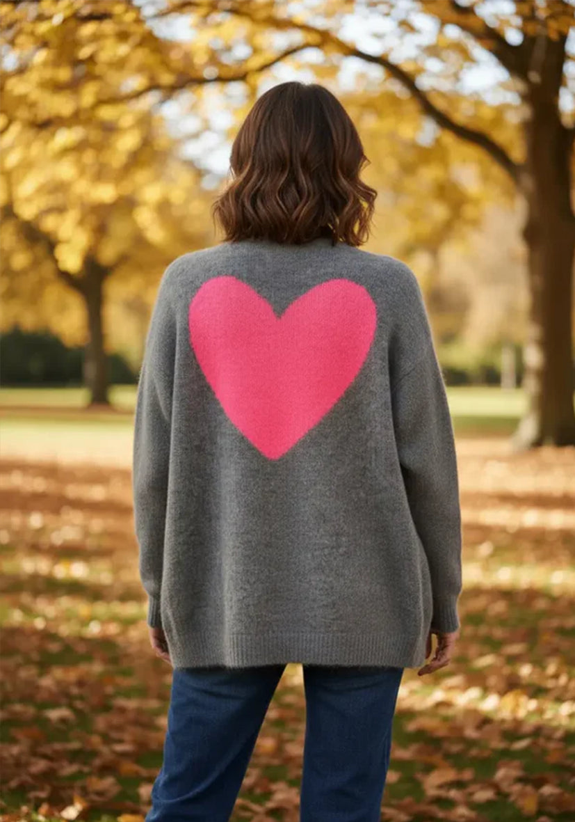 Cardigan heart - darkgrey