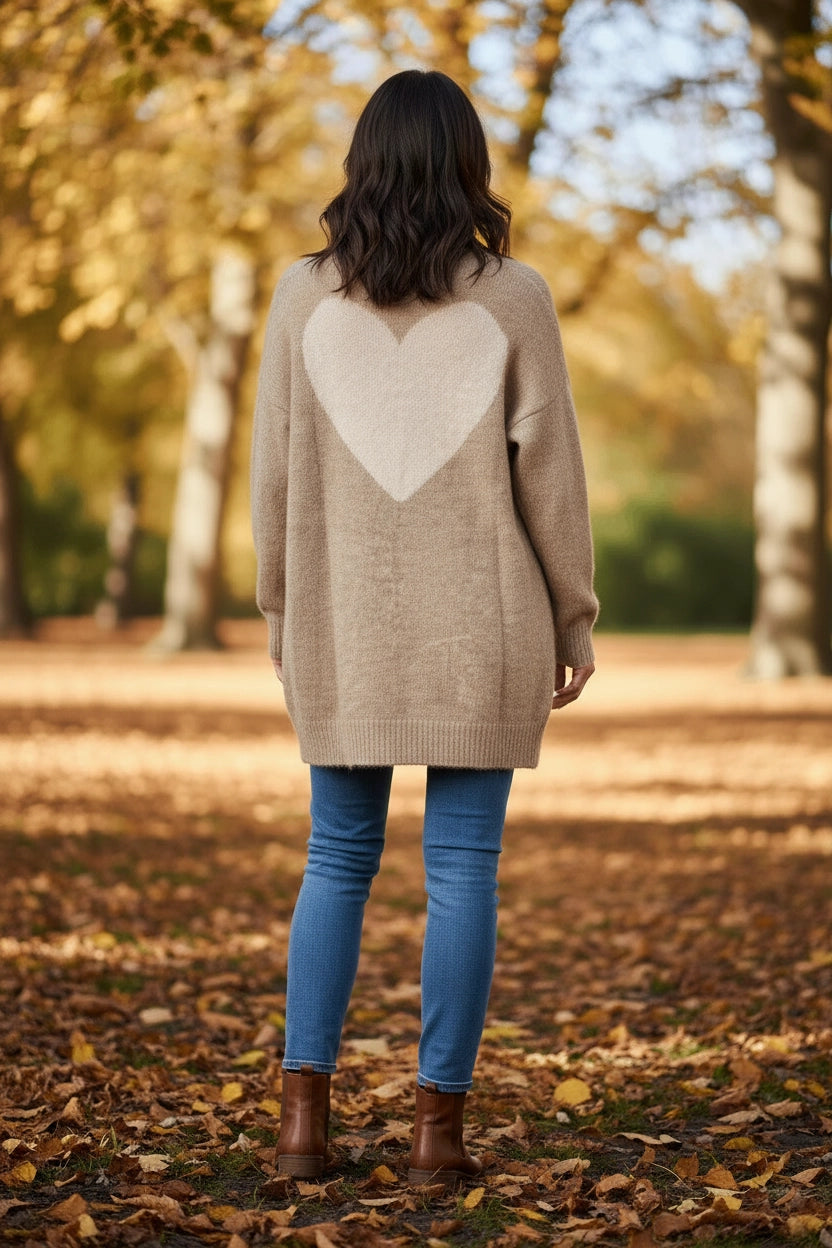 Cardigan Heart - sand