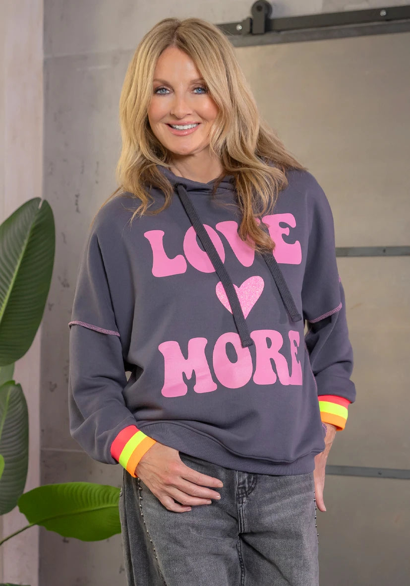 Hoodie Love More - anthrazit
