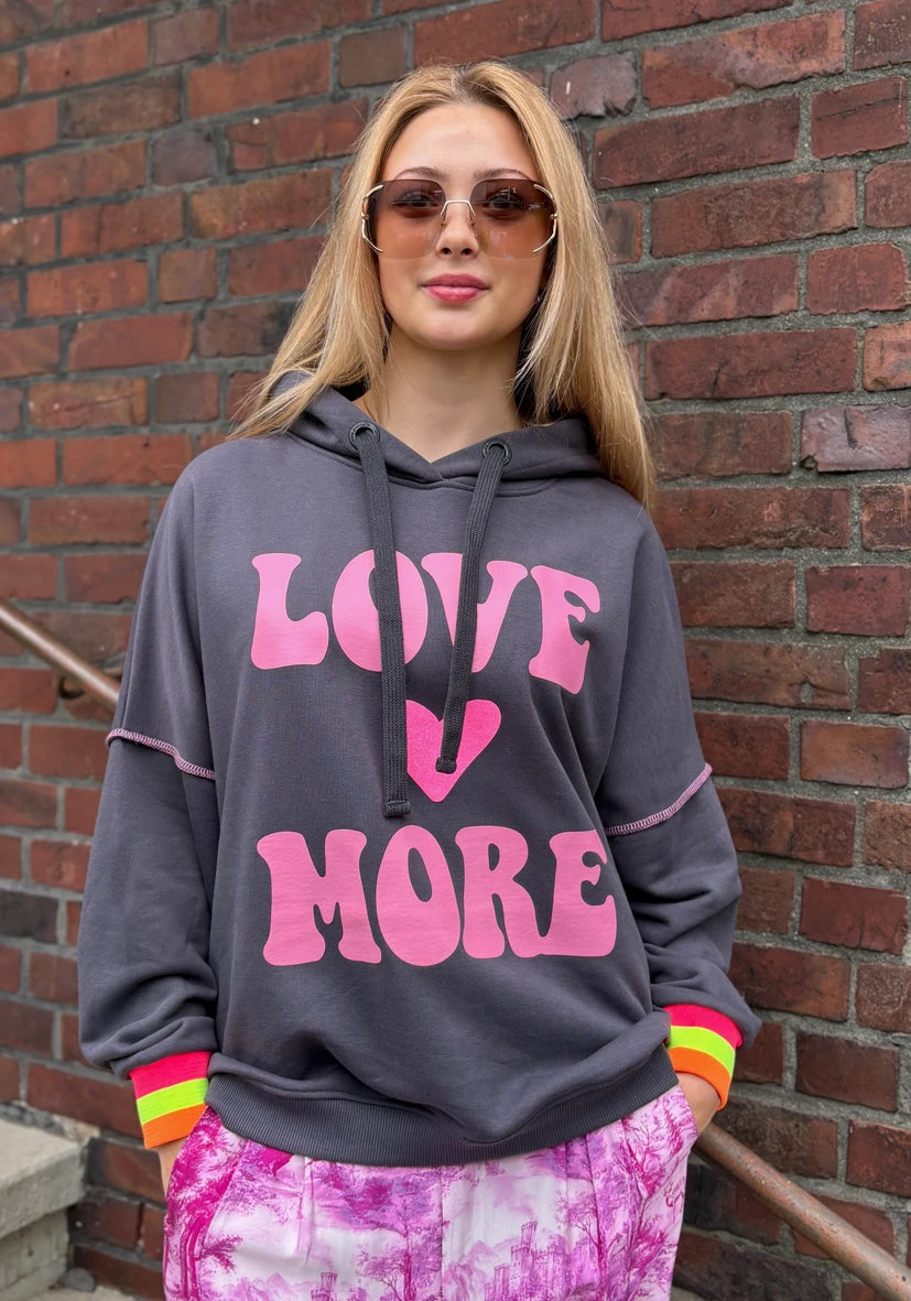 Hoodie Love More - anthrazit