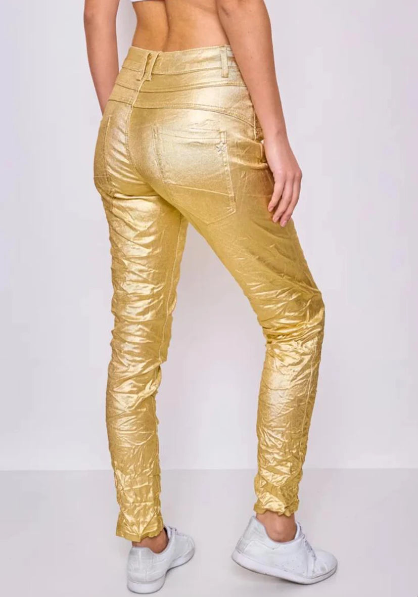Jeans Skinny Metallic Gold