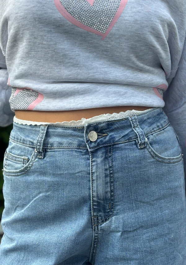 Jeans Bermuda Lace - blau