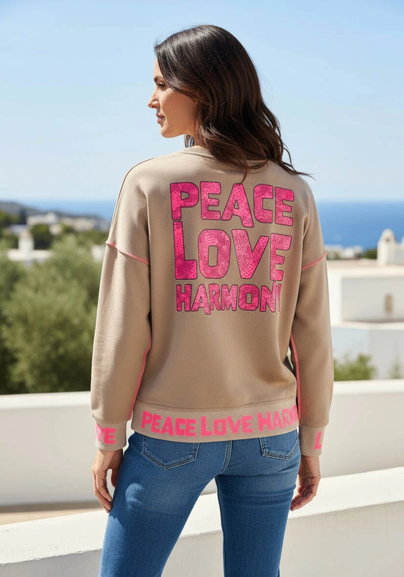 Roundneck Peace Love Harmony - sand