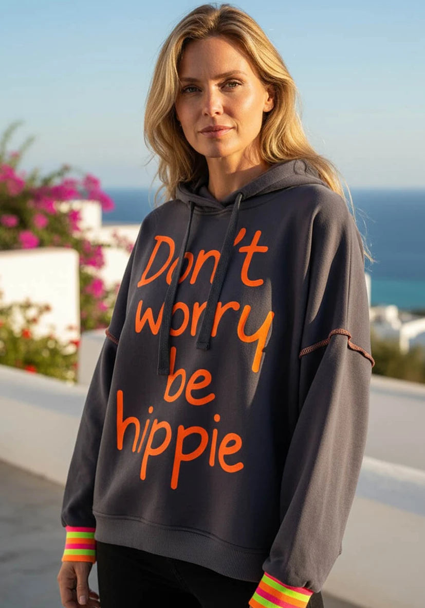 Hoodie Don't worry be hippie - anthrazit