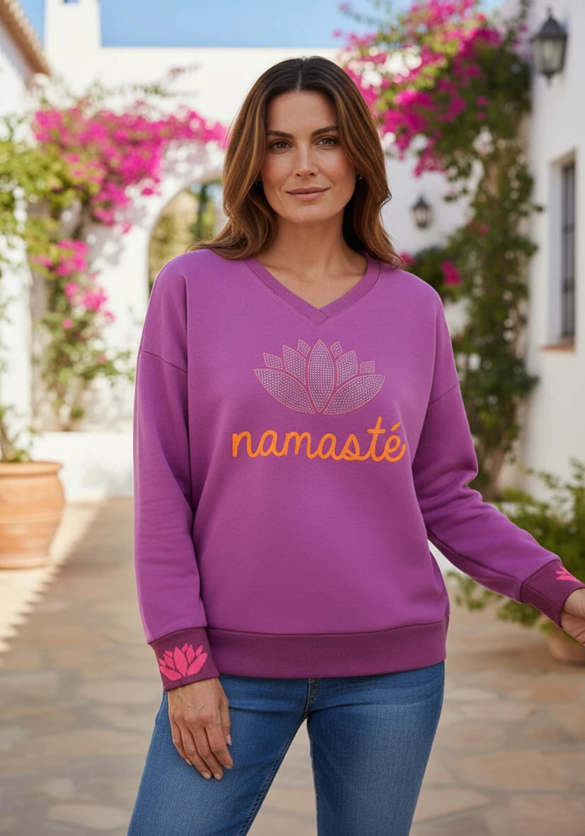 V-Neck Namasté Strass - crocus