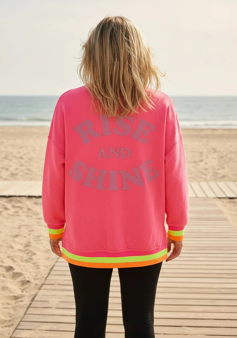 V-Neck Rise and Shine – neonpink