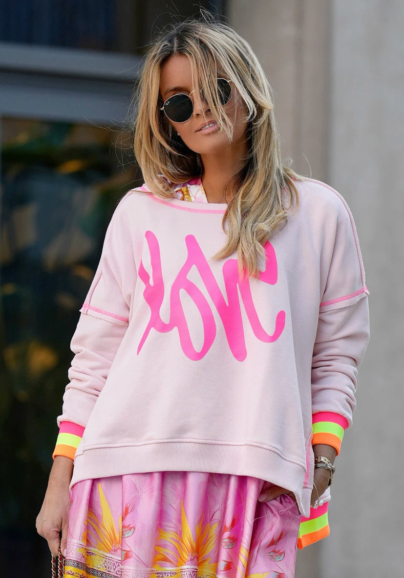Roundneck short Love me - rosa