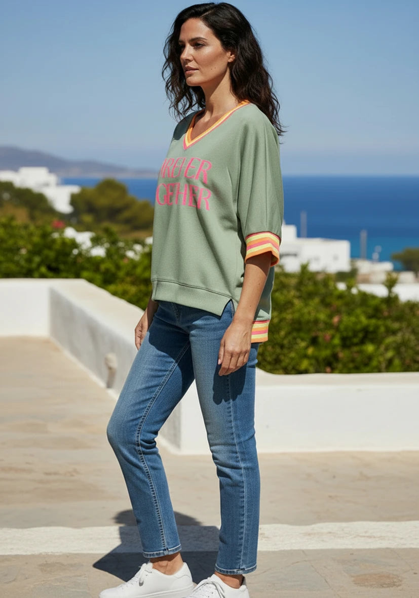 Shortsleeve Sweater Forever together - almond