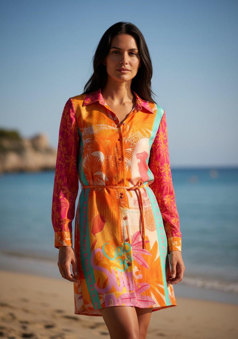 Short Dress Orange Palm