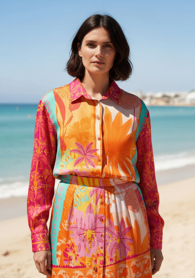 Blouse Orange Palm