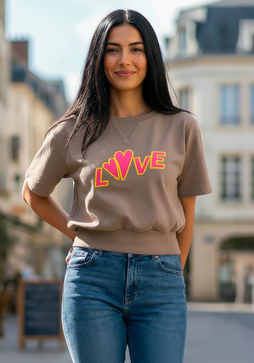 Roundneck Shortsleeve Love - sand