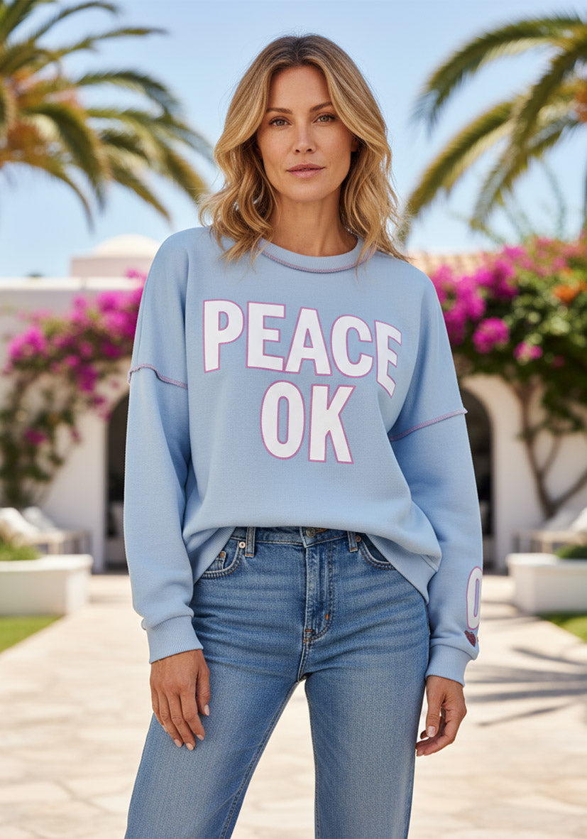Roundneck Peace Ok - Hellblau