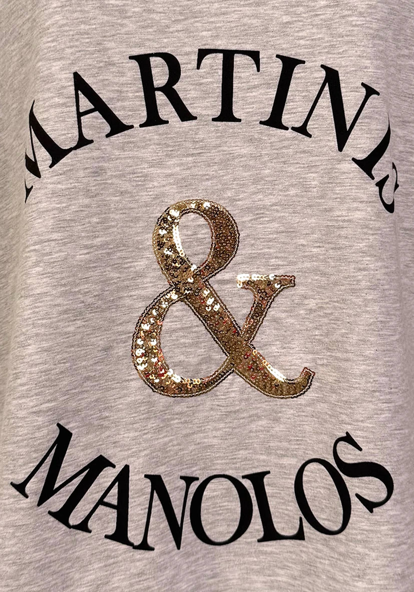 T-Shirt V-Neck Martinis and Manolos - hellgrau