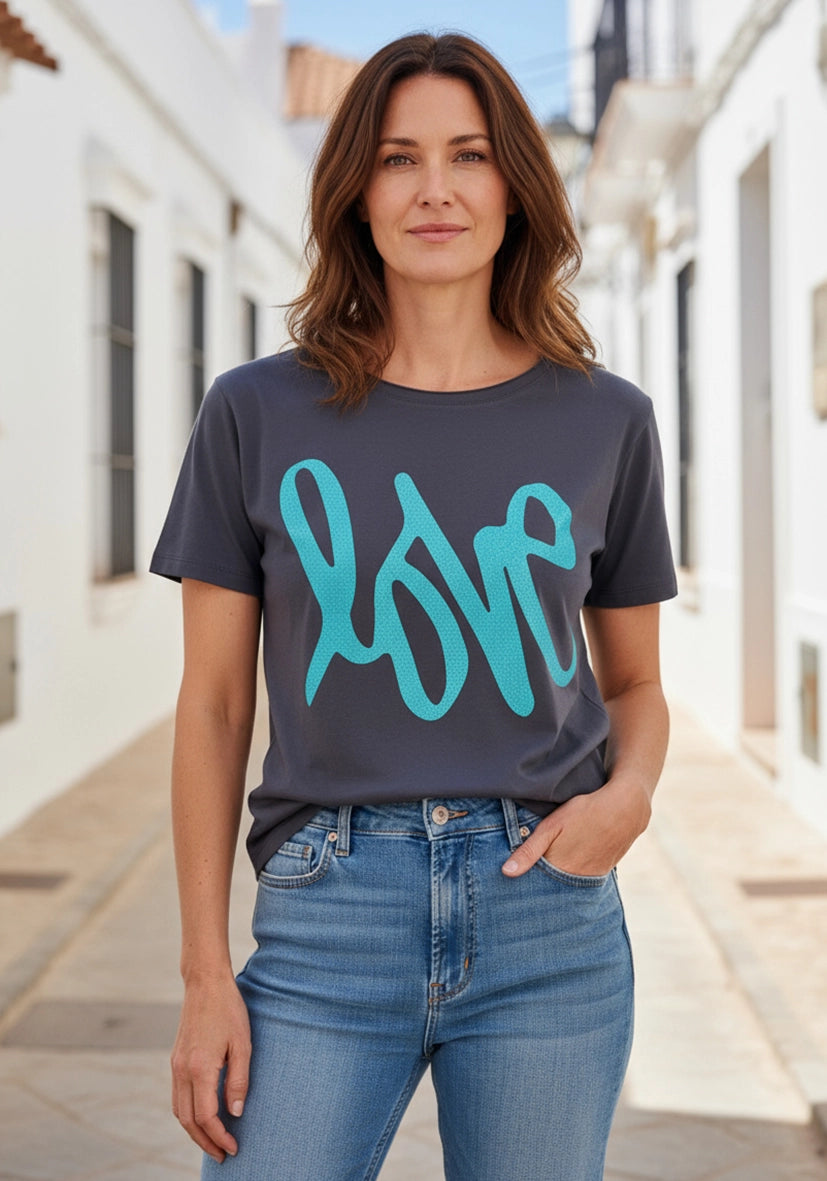 T-Shirt Roundneck Love - anthrazit