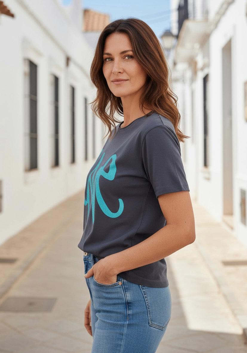 T-Shirt Roundneck Love - anthrazit