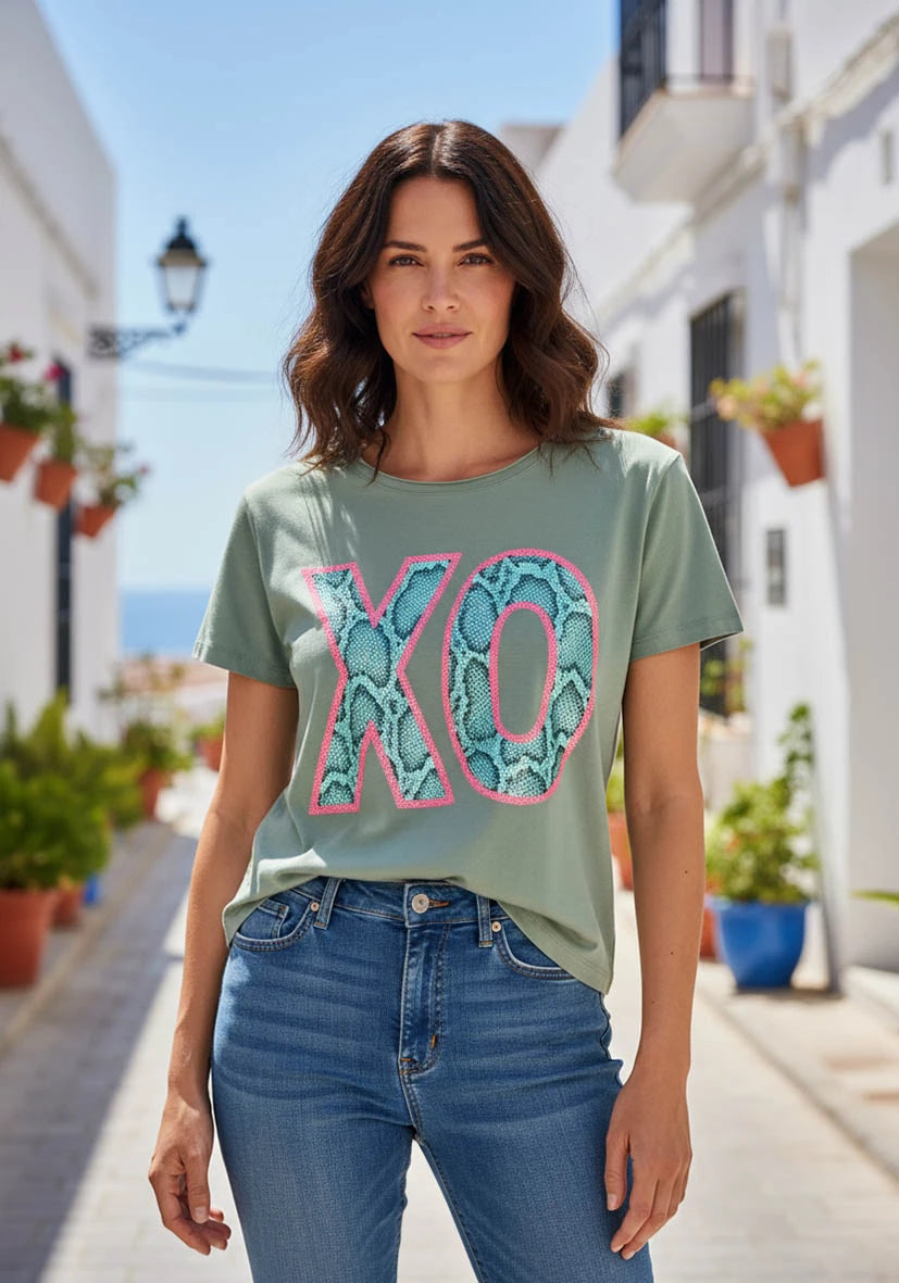 T-Shirt Roundneck XO Snake - almond
