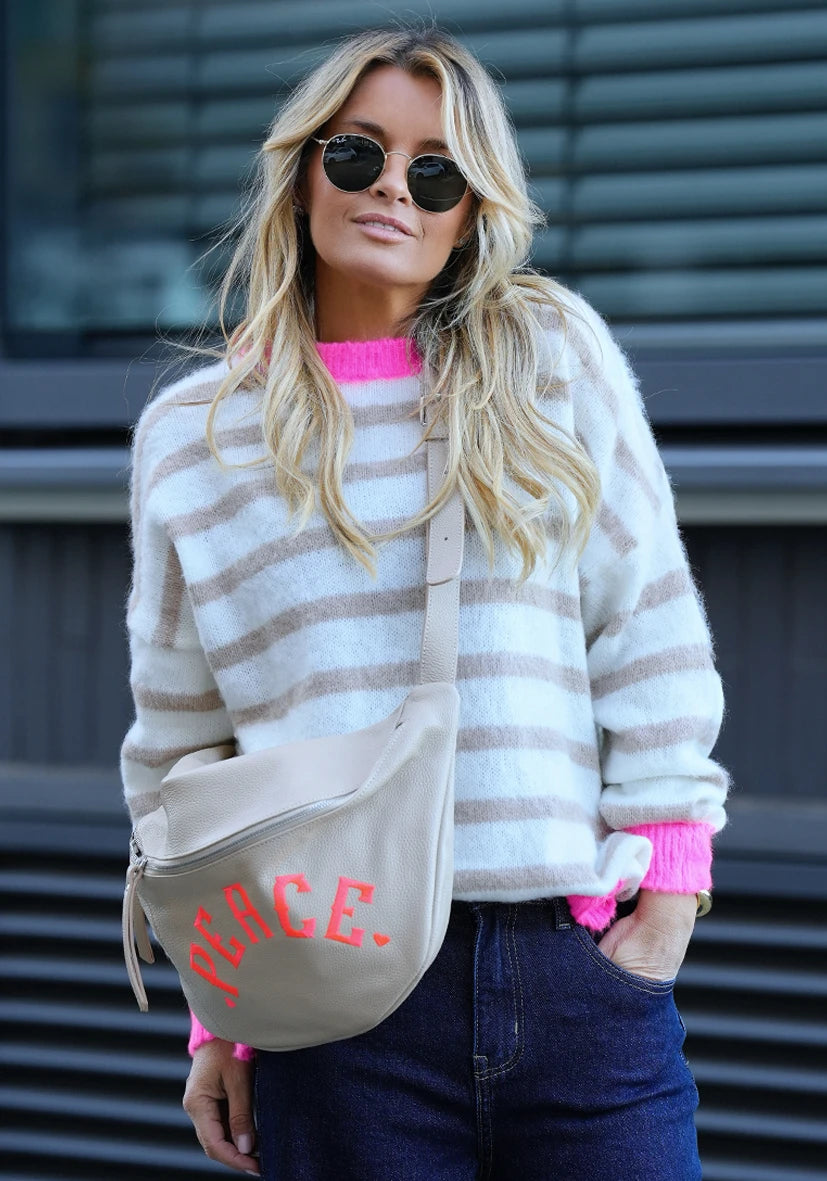 Knit Sweater Stripes - creme