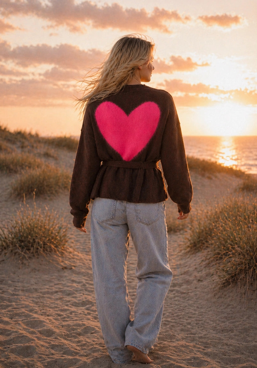 Pullover Cache Couer Hearts - chocolate