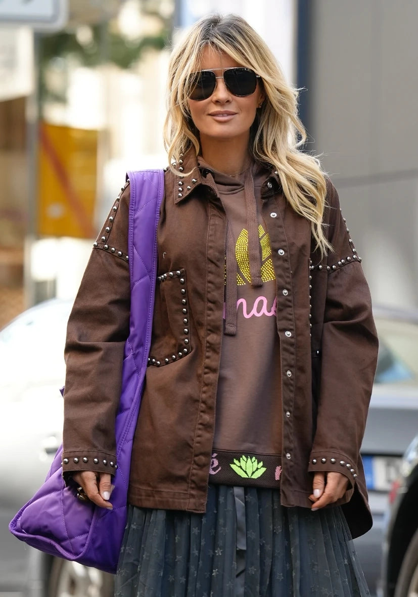 Jeans Bluse Studs - chocolate
