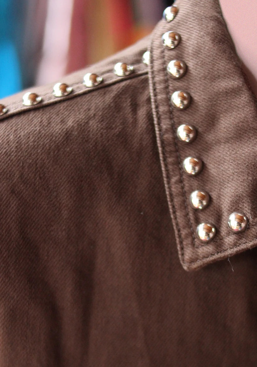 Jeans Bluse Studs - chocolate