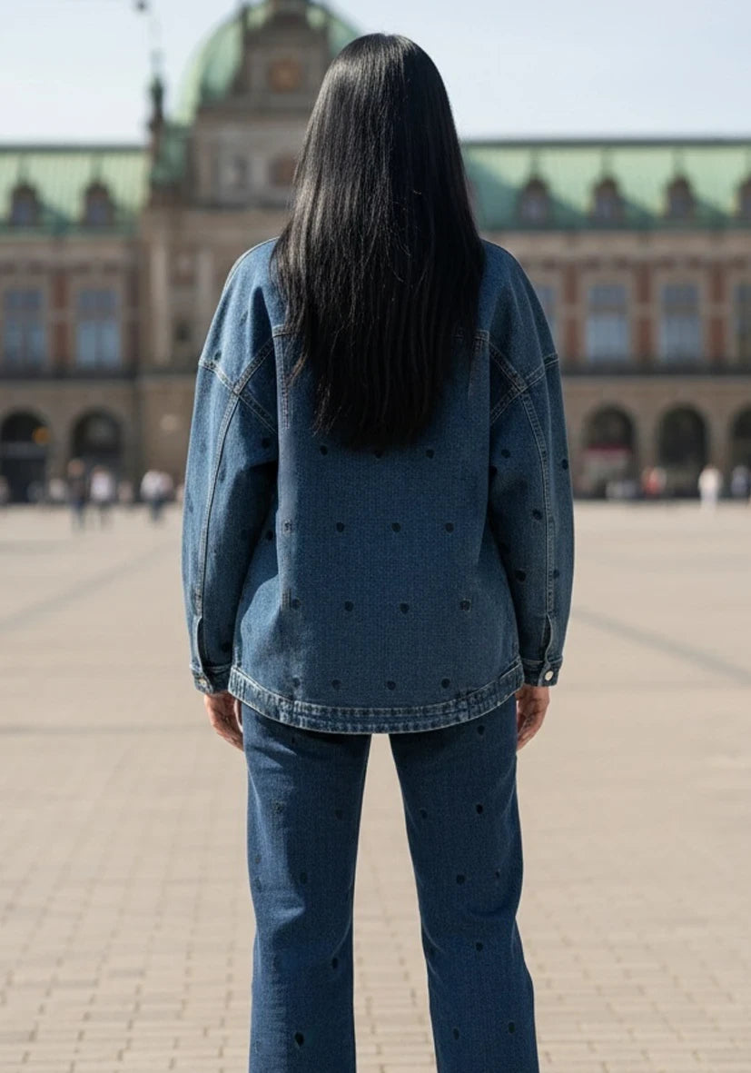 Jeans Bluse Hearts - blue