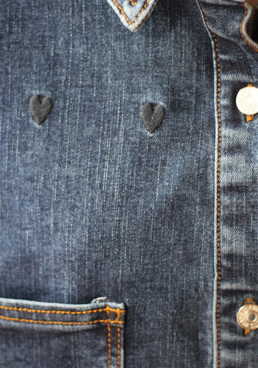 Jeans Bluse Hearts - blue